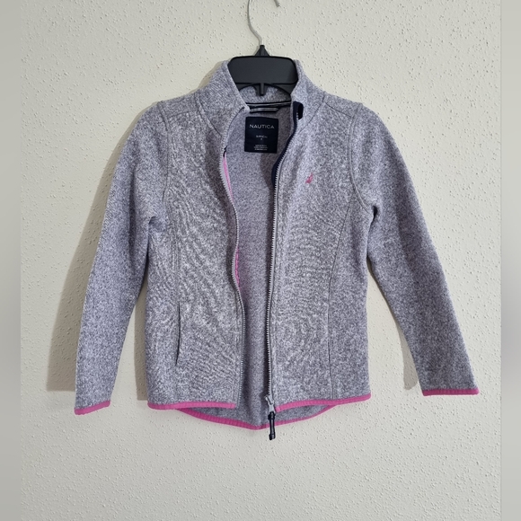 [BUNDLE!] Nautica Girls Grey/ Pink Fall Zip Fleece Sweater Size 7 - Picture 6 of 16